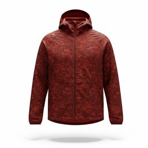 Brooks Women’s  Large Canopy Jacket Red Orange Digital Camo Windbreaker Hooded